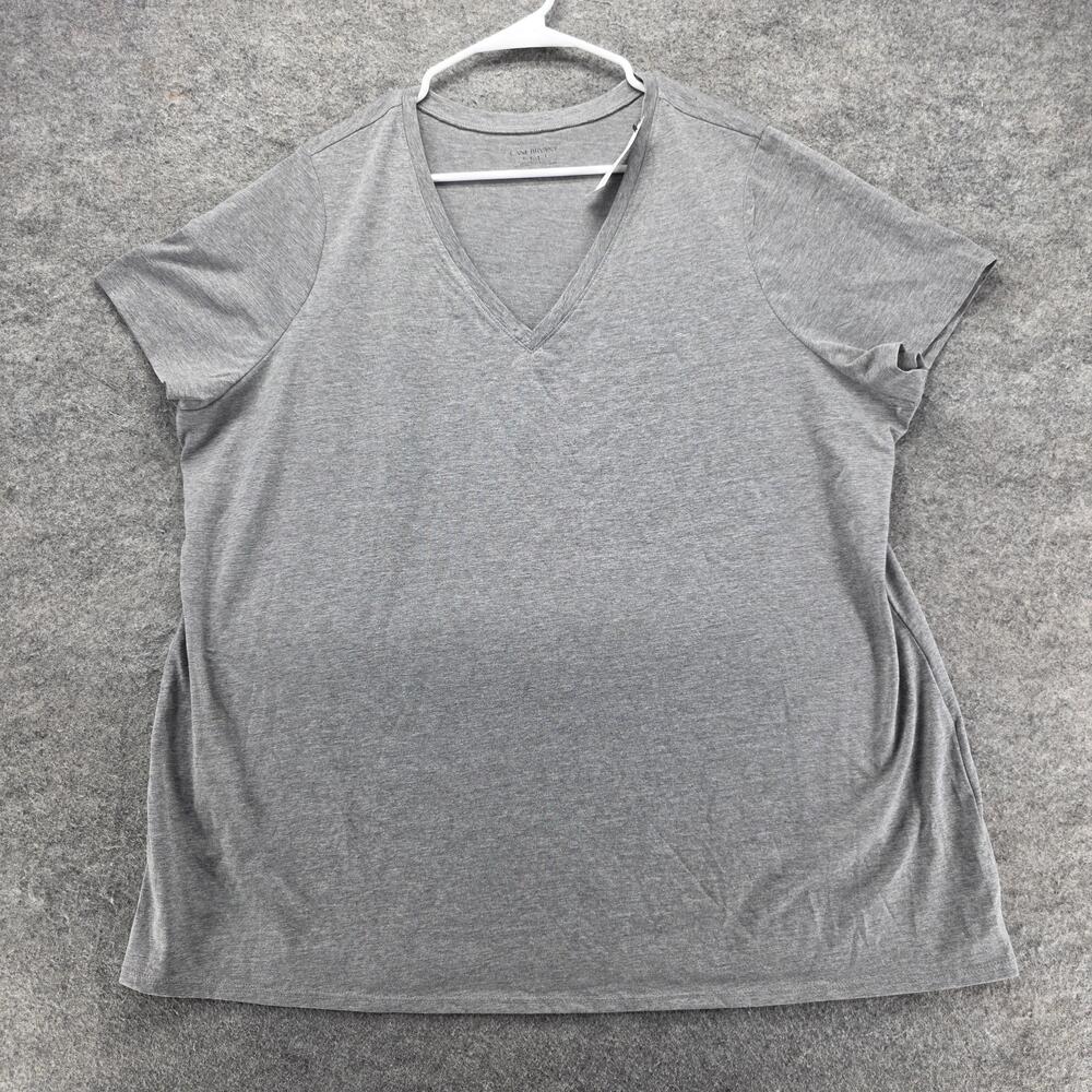 Lane Bryant Shirt Womens 22/24 Gray V Neck Short Sleeve Basic Tee Top Casual